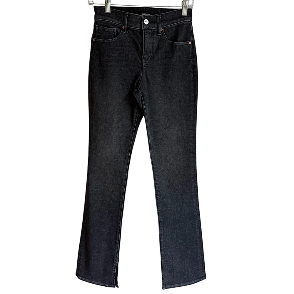 Express Skyscraper Mid Rise Charcoal Wash Bootcut Denim Jeans Size 0R NWOT